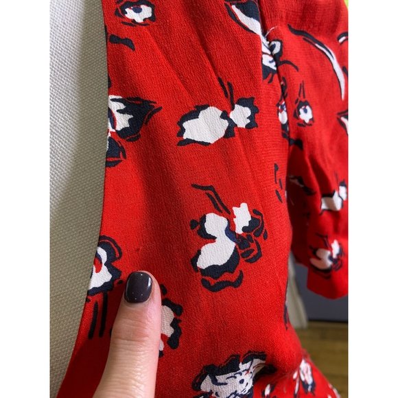 Veronica Beard Joia Red Multi Floral Print V-Neck Midi Dress Women's Size 2 - Picture 12 of 12